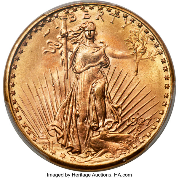 1927-D Saint-Gaudens Double Eagle, MS65+ Найрідкісніша американська монета 20-го століття регулярного випуску.