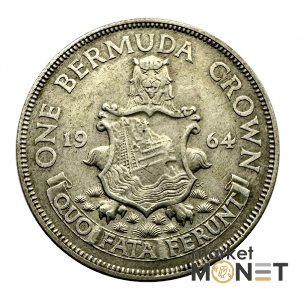 Срібна монета 1 крона 1964 Бермудські Острови 500 Королева Єлизавета II (№2)