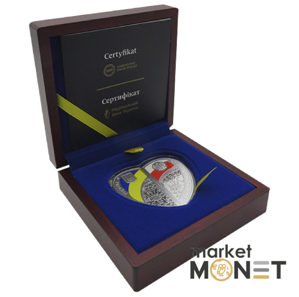 Набір із двох срібних монет 10 гривень 10 злотих "Дружба та братство - найбільше багатство" 2023 999 2 оz Польський чекан