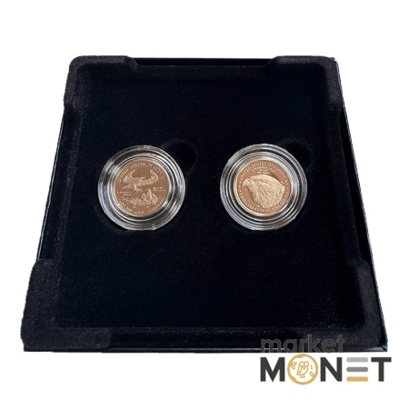 Набір золоті монети 5 доларів 2021США 1/10 oz Американський Орел