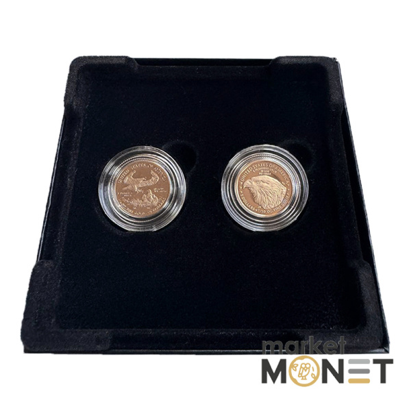 Набір золоті монети 5 доларів 2021США 1/10 oz Американський Орел