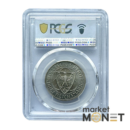 Срібна монета 3 марки 1930-Е RAR Німеччина 500 в слабі MS 64