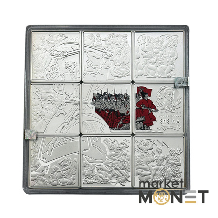 Набір із дев`яти срібних пам`ятних монет 90 гривень 2020 "Енеїда" у дерев`яному футлярі та сувенірній упаковці. (також є у флоку та сувенірній упаковці)