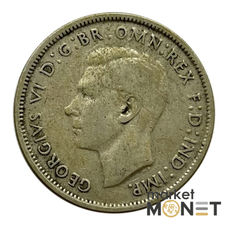 Срібна монета 1 флорін 1947 року Австралія 500 11.31 г. Король Георг VI