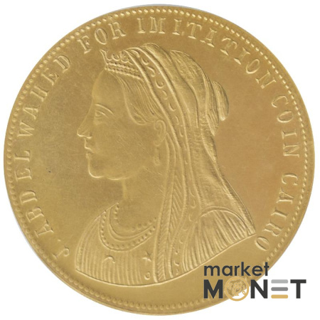 Золота монета 4 дукати (R) 1913 Єгипет в слабі MS 61