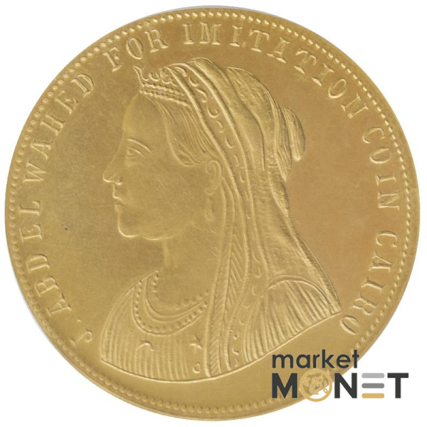 Золота монета 4 дукати (R) 1913 Єгипет в слабі MS 61