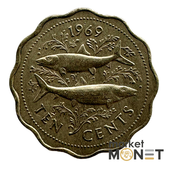 Монета 10 центів 1969 року Багамські острови Королева Єлизавета II (1)