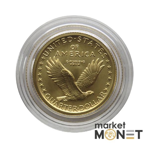 Золота монета 25 центів 2016 Стояча Свобода