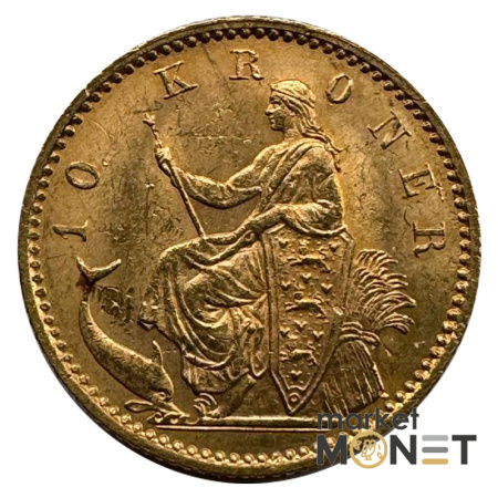 Золота монета 10 крон 1900 р. Данія 900 4,48 г.