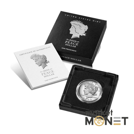 Срібна монета 1 долар 2023 рік, США. Peace Silver Dollar 2023