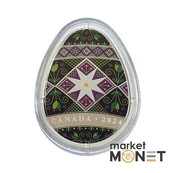 Срібна монета 20 доларів 2024 Канада 999 31,82 г. Українська писанка