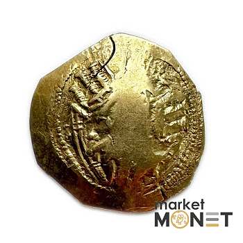 Золота Візантійська монета Андронік II і Андронік III, 1325 -1334 рр. н.е. Золото Гіперпірон (3,04 г) Константинополя. Діва Марія в стінах міста / Христос між обома імператорами.