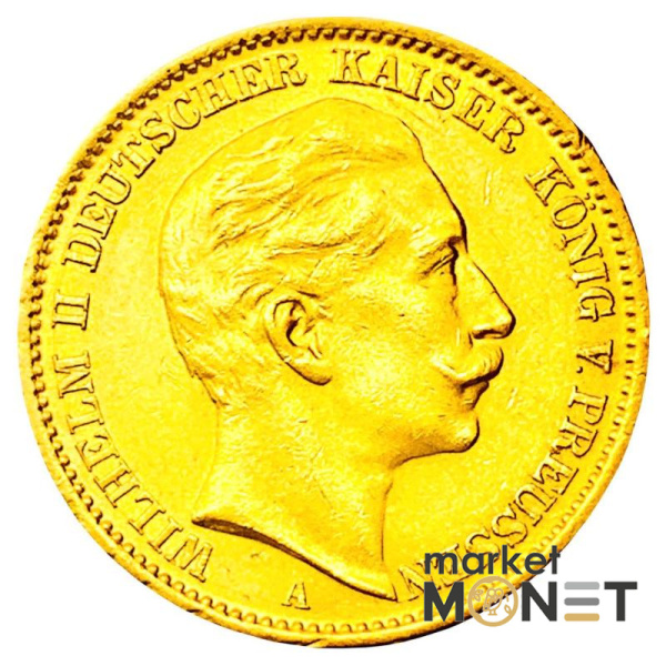 Золота монета 20 марок 1910 р. Німецька імперія А Берлін