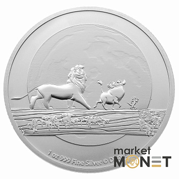 Срібна монета 2 долари 2021 Ніуе 999 1 Oz Король Лев