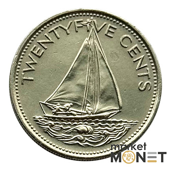 Монета 25 центів 1977 року Багамські острови Королева Єлизавета II