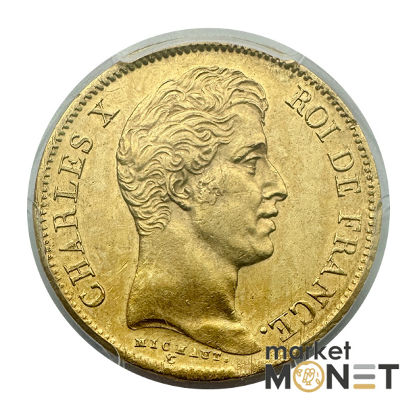 Золота монета 40 франків 1830-А Франція у слабі MS61