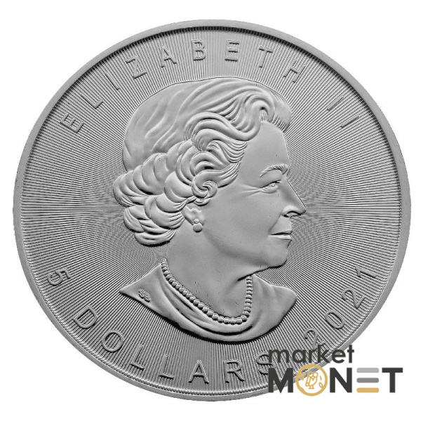 Срібна монета 5 доларів 2021 Канада 999 1 Oz Канадський кленовий лист