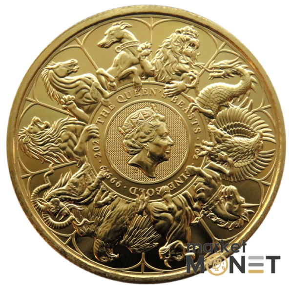 Золота монета 100 фунтів 2021 Великобританія 9999 1 Oz Звірі королеви