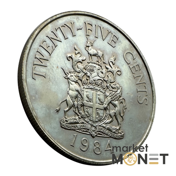 Монета 25 центів 1984 Бермудські Острови Королева Єлизавета II (4.21) Proof