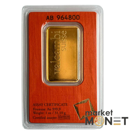 Золотий злиток 1 oz (31,1 грам) valcambi suisse