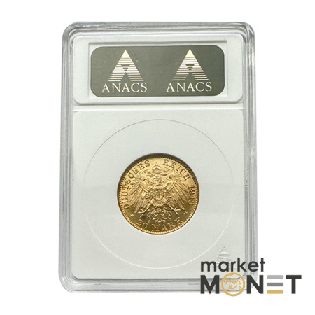 Золота монета 20 марок 1913 - А Пруссія у слабі MS62