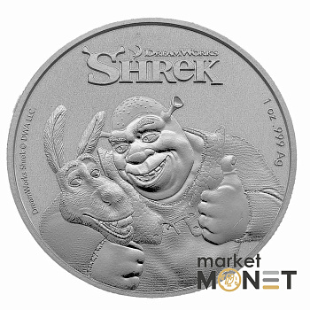 Срібна монета 2 долари 2021 Ніуе 999 1 Oz Шрек