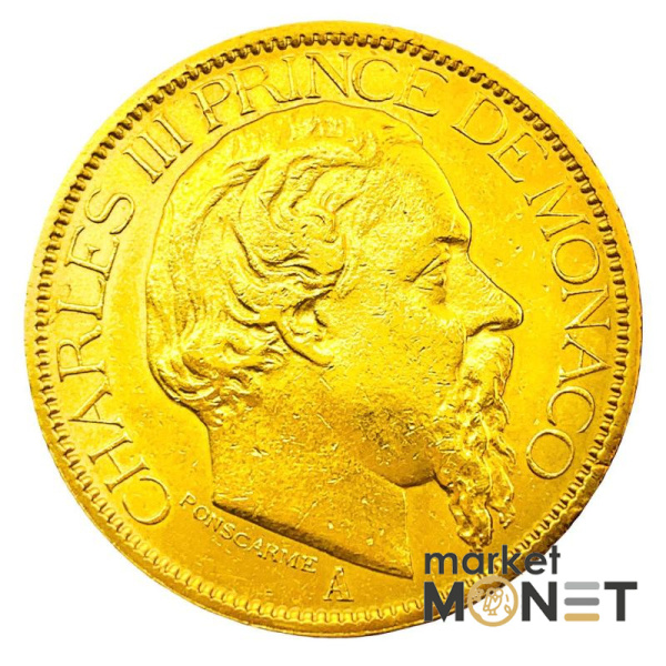 Золота монета 100 франків 1884 р. Монако