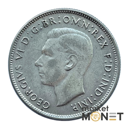 Срібна монета 1 флорін 1947 року Австралія 500 Король Георг VI