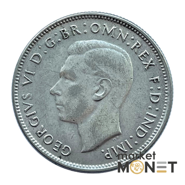 Срібна монета 1 флорін 1947 року Австралія 500 Король Георг VI