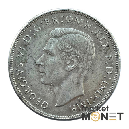 Срібна монета 1 крона 1937 рік Австралія 925 №2
