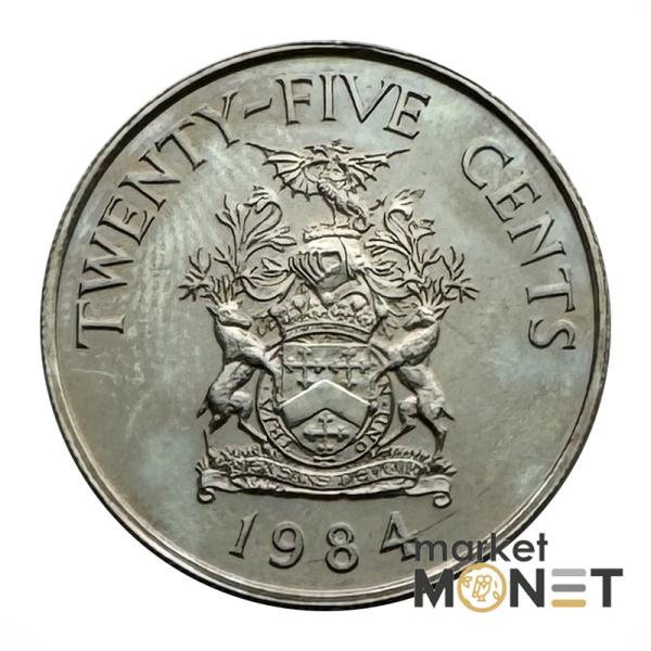 Монета 25 центів 1984 Бермудські Острови Королева Єлизавета II (4.19) Proof