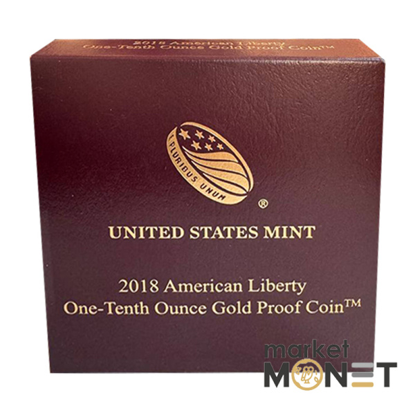 Золота монета 10 доларів 2018 США 1/10 oz Леді Ліберті - Американська свобода