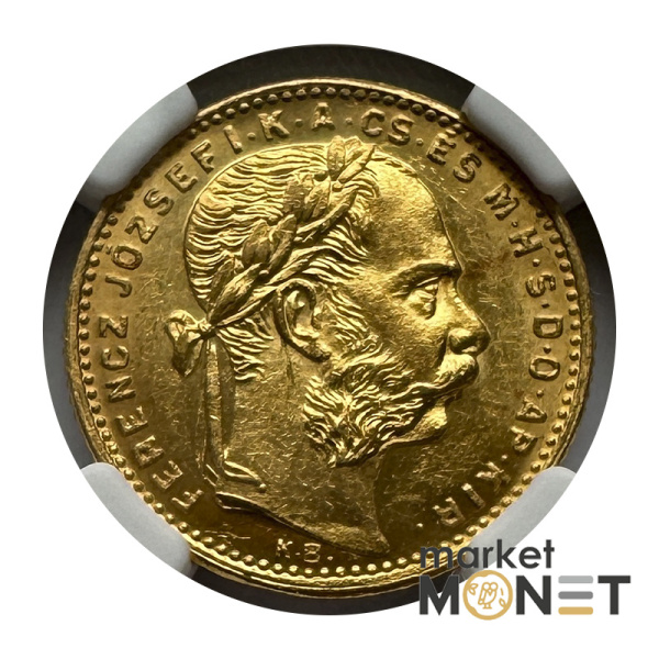 Золота монета 20 франків – 8 форинтів 1882KB Угорщина у слабі MS62