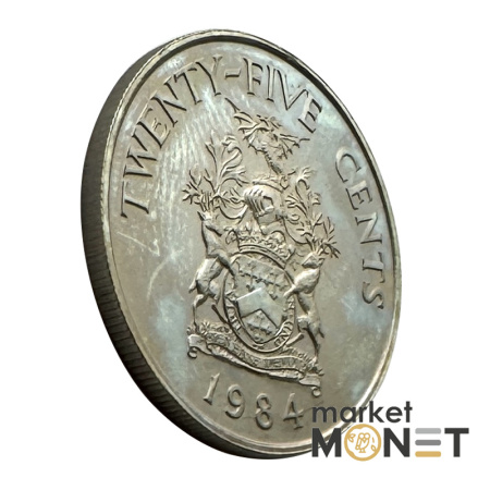 Монета 25 центів 1984 Бермудські Острови Королева Єлизавета II (4.19) Proof