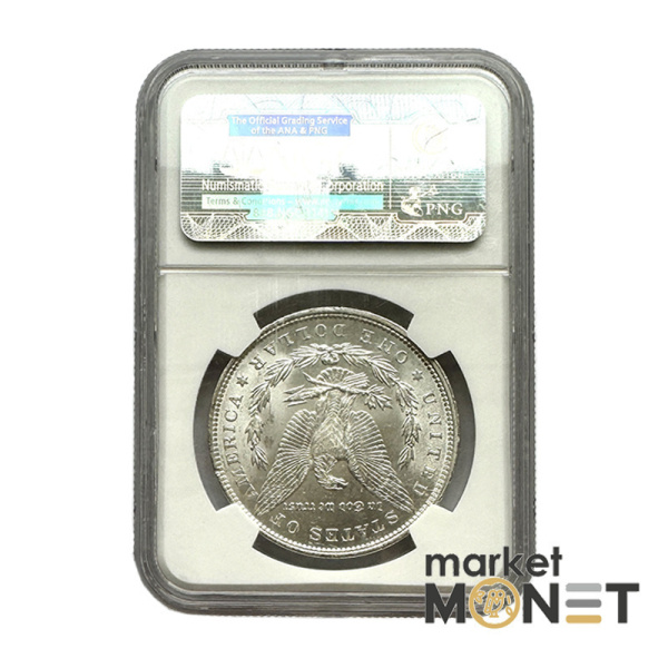 Срібна монета 1 долар 1896 р. США 900 долар Моргана, монетний двір - Філадельфія, в слабі MS 64