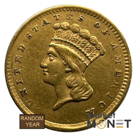 Золота монета 1 долар США 900 1,67 г. Індіанець 3 тип