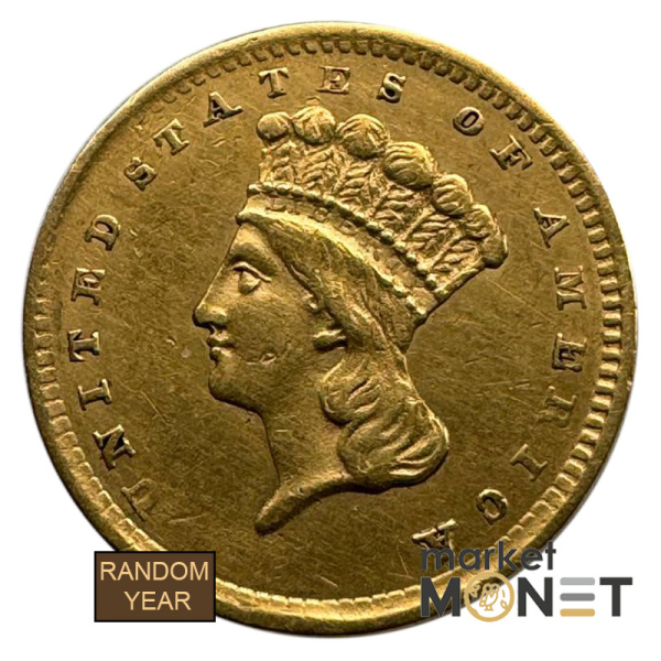 Золота монета 1 долар США 900 1,67 г. Індіанець 3 тип