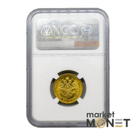 Золота монета 7 рублів 50 копійок 1897 Микола 2 Росія в слабі MS 62