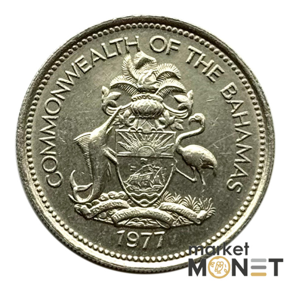 Монета 25 центів 1977 року Багамські острови Королева Єлизавета II