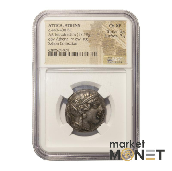 Срібна монета 440-404 до н.е. Греція Афінська тетрадрахма