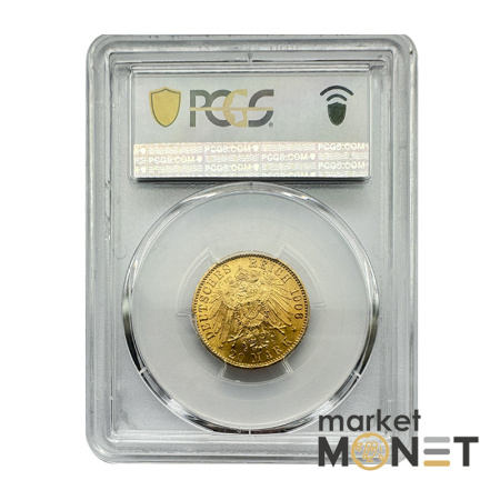 Золота монета 20 марок 1906 А Пруссія у слабі MS63