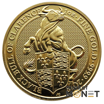 Золота монета 100 фунтів 2018 Великобританія 9999 1 Oz Чорний Бик Кларенса (Звірі королеви)