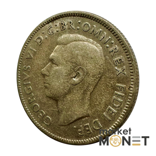 Срібна монета 1 флорін 1952 року Австралія 500 Король Георг VI