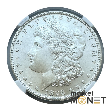 Срібна монета 1 долар 1896 США 900 долар Моргана, монетний двір - Філадельфія, в слабі MS 64 