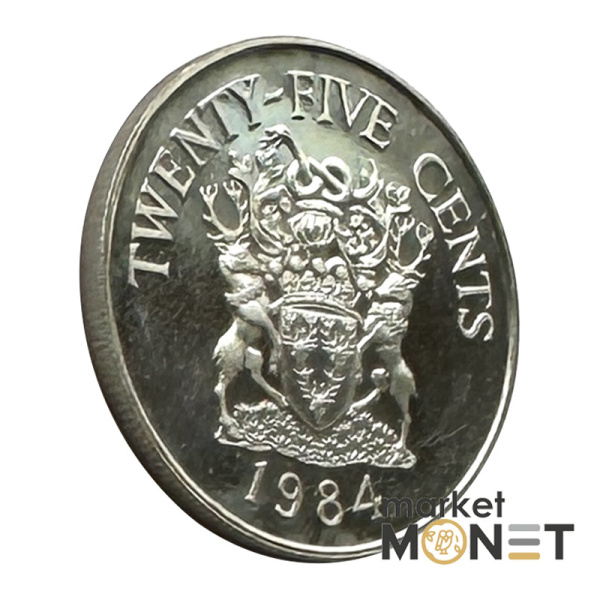 Монета 25 центів 1984 Бермудські Острови Королева Єлизавета II (4.14) Proof
