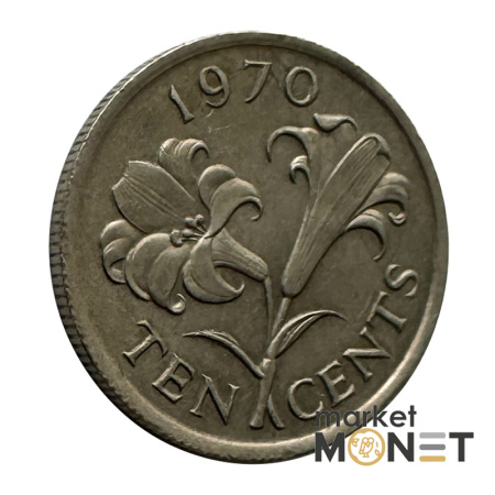 Монета 10 центів 1970 Бермудські Острови Королева Єлизавета II (4.18)