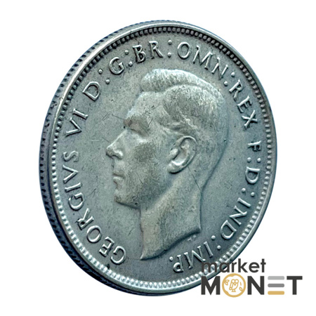 Срібна монета 1 флорін 1947 року Австралія 500 Король Георг VI