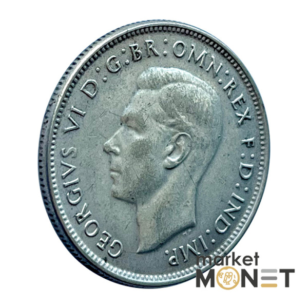 Срібна монета 1 флорін 1947 року Австралія 500 Король Георг VI