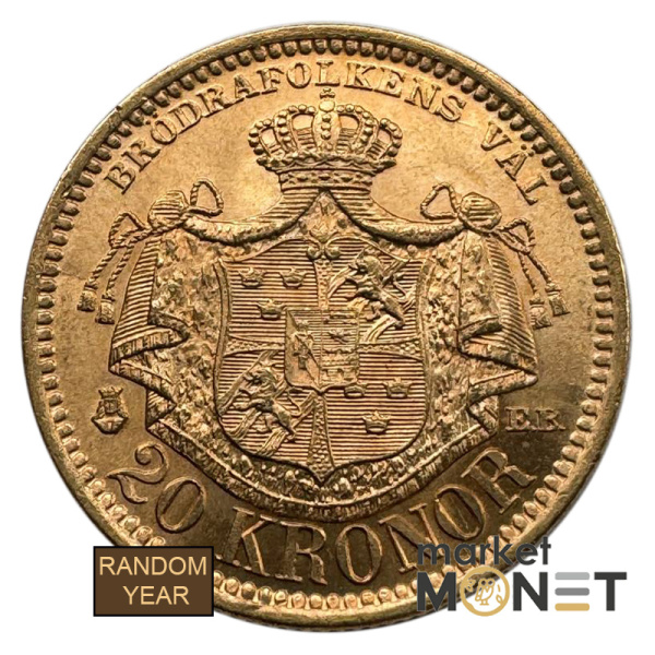 Золота монета 20 крон Швеція 900 8.96 г.
