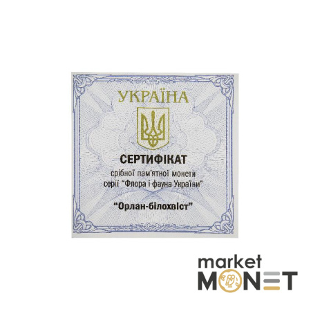 Срібна монета 10 гривень 2019 Україна 925 1 Oz Орлан-білохвіст